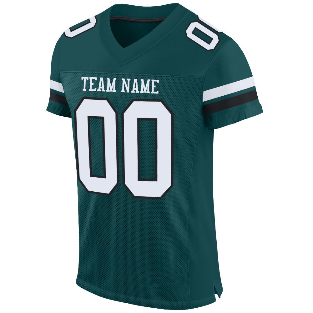 Custom Football Jersey - Midnight Green White-Black Mesh