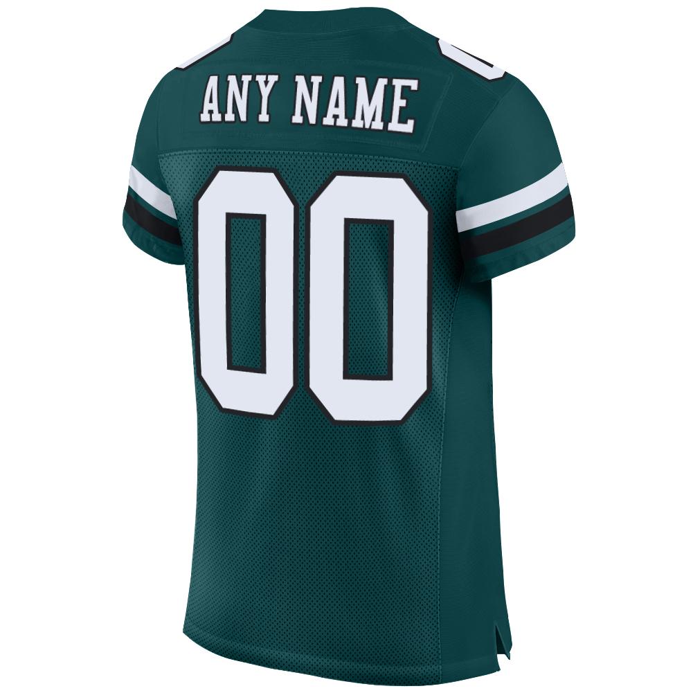 Custom Football Jersey - Midnight Green White-Black Mesh