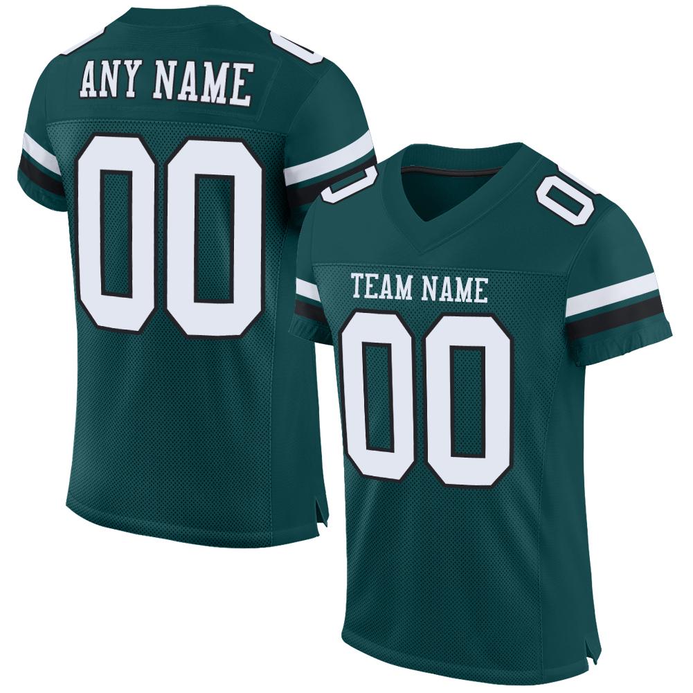 Custom Football Jersey - Midnight Green White-Black Mesh