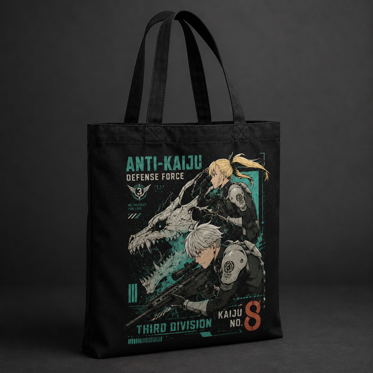 Mina Ashiro & Soshiro Hoshina Kaiju No. 8 Anime Canvas Tote Bag - Third Division Duo