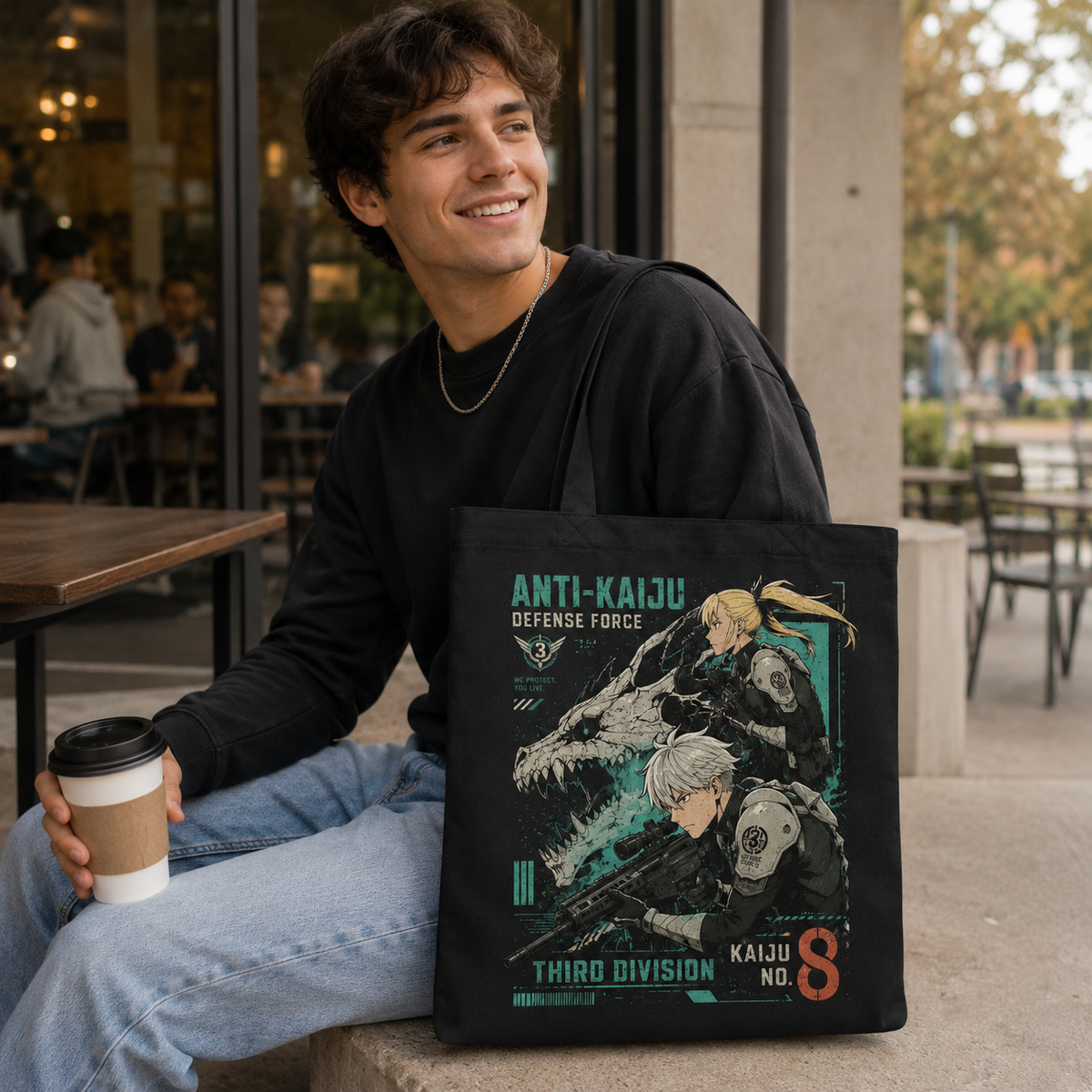 Mina Ashiro & Soshiro Hoshina Kaiju No. 8 Anime Canvas Tote Bag - Third Division Duo