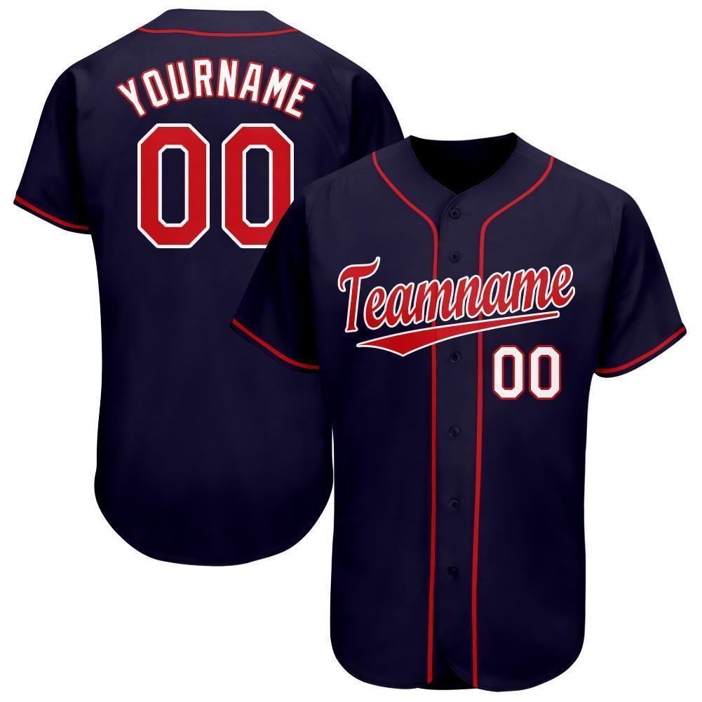 Custom Baseball Jersey - Navy Red-White