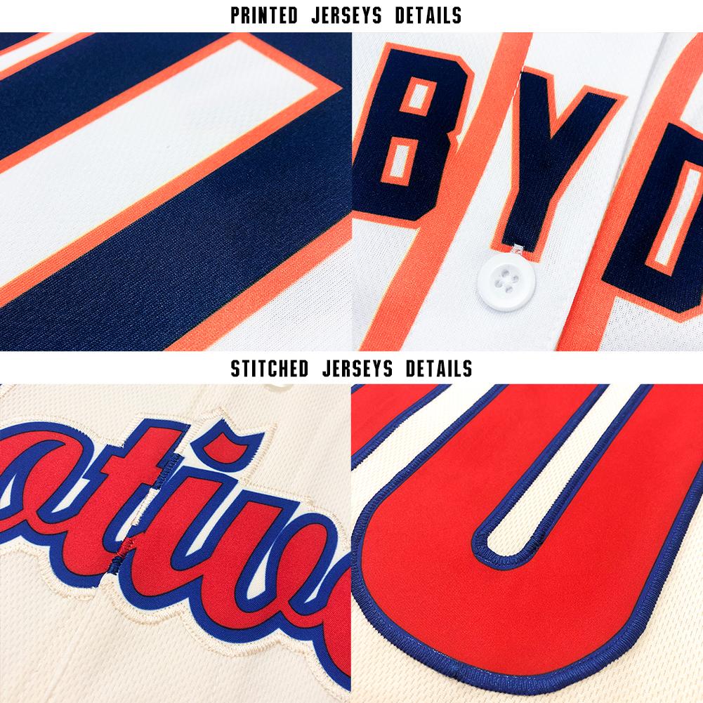 Custom Baseball Jersey - Cream Navy Pinstripe Navy-Red