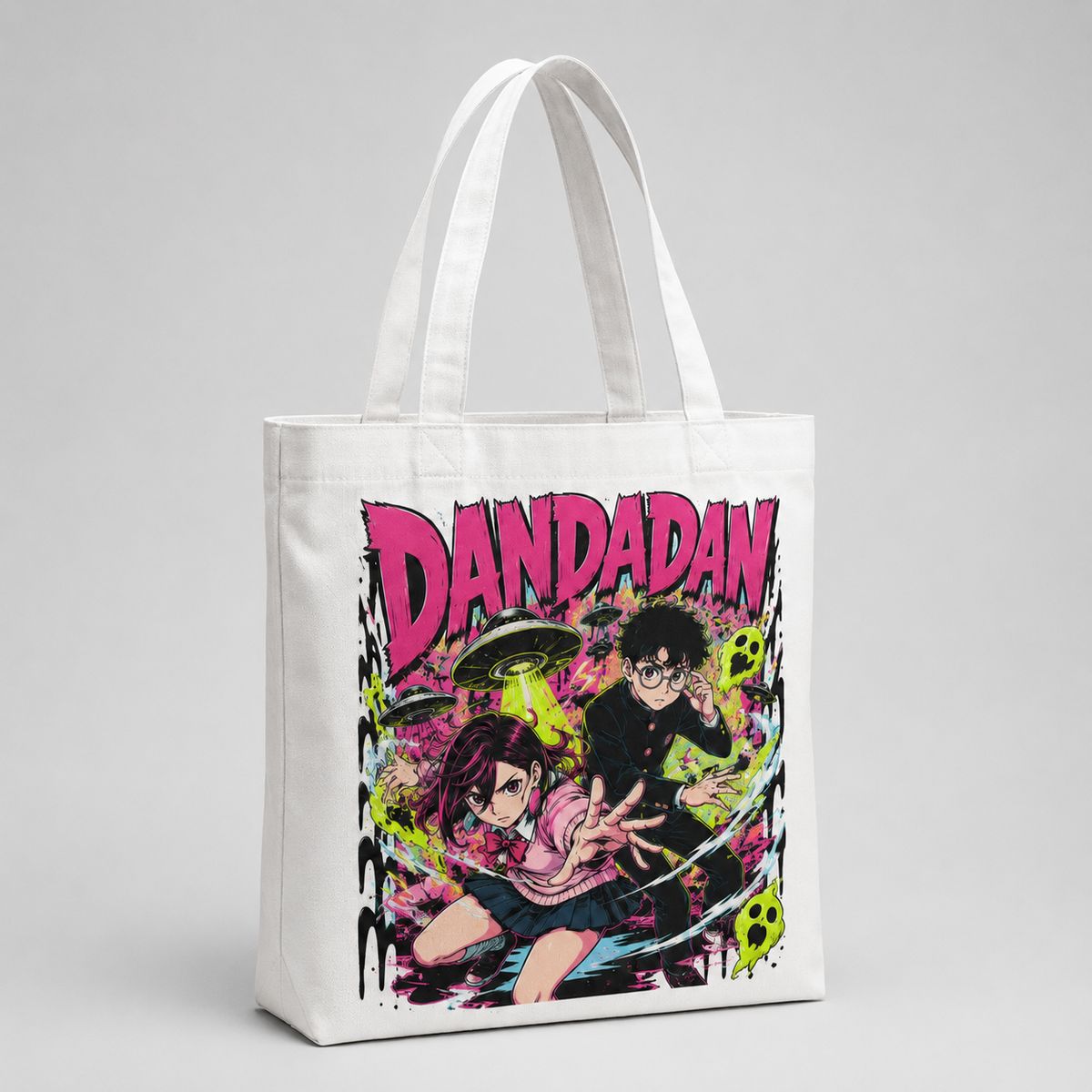 Momo Ayase & Ken Takakura Dandadan Anime Canvas Tote Bag - Alien Encounter