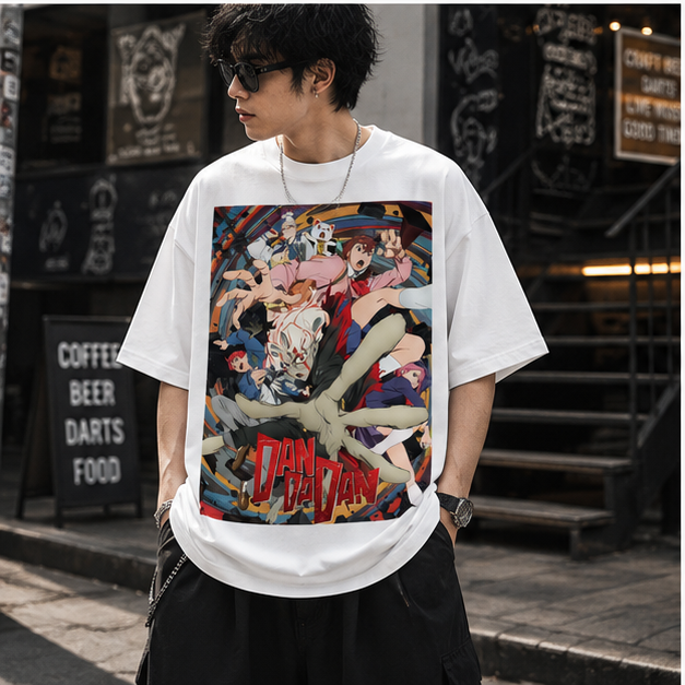 Momo Ayase & Ken Takakura Dandadan Anime Graphic Tee - Momo And Okarun