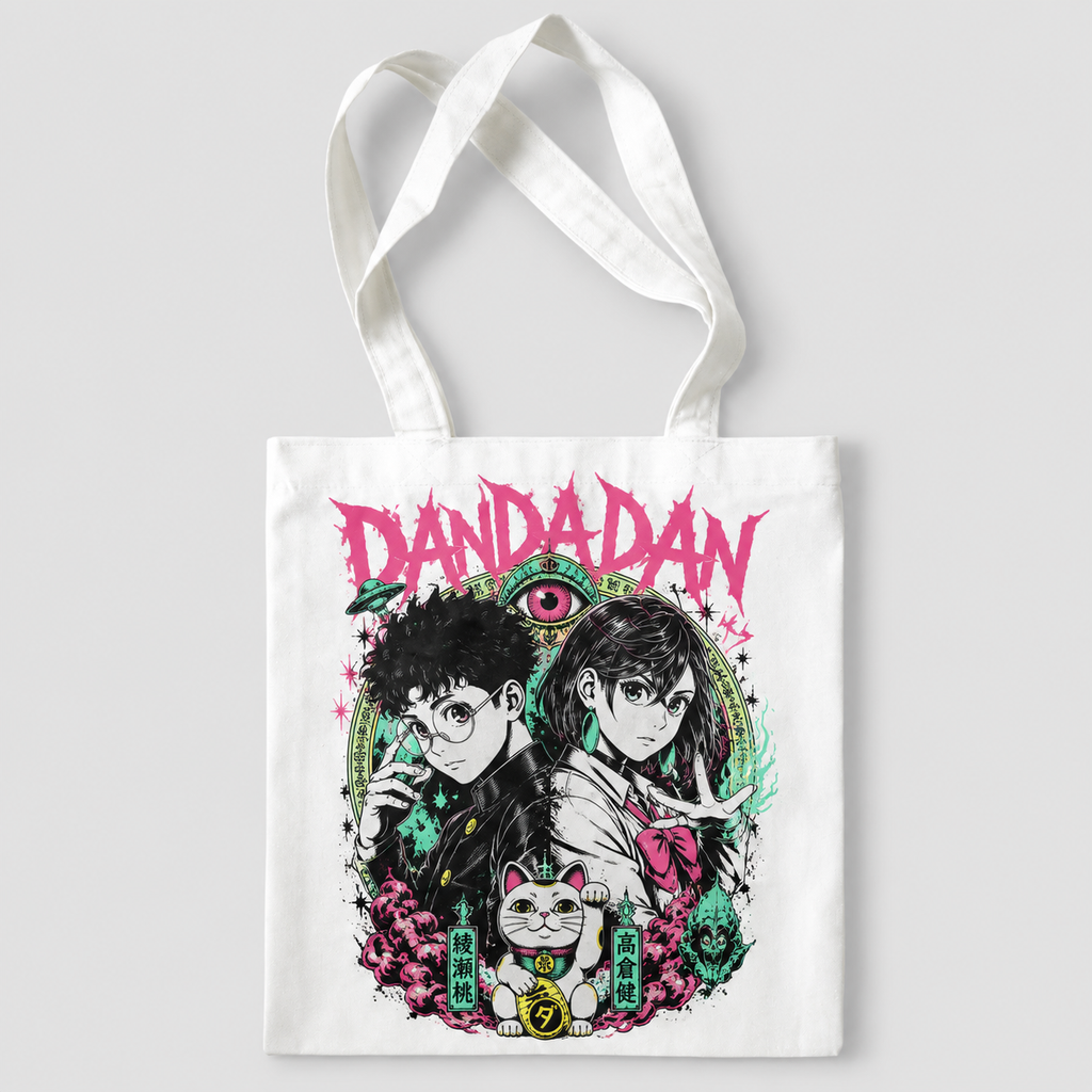 Momo Ayase & Ken Takakura Dandadan Anime Canvas Tote Bag - Occult Duo