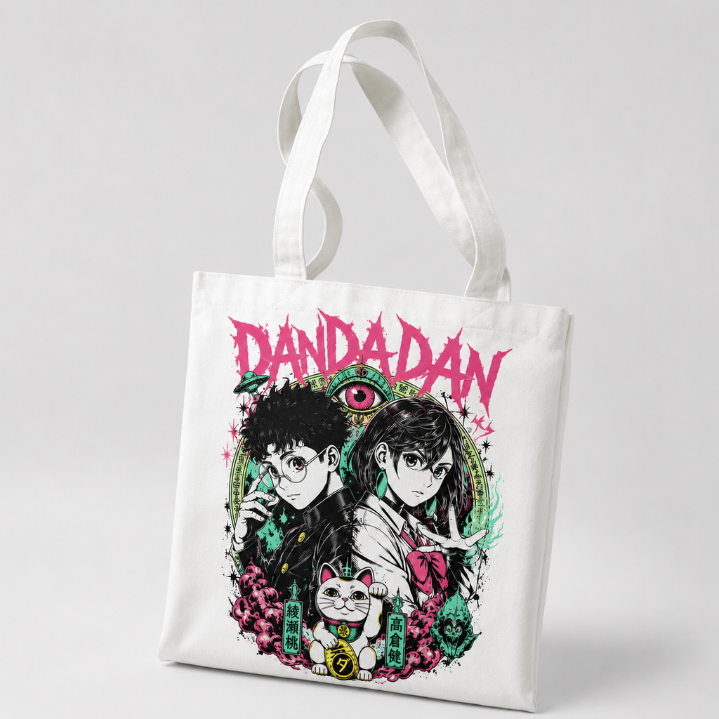 Momo Ayase & Ken Takakura Dandadan Anime Canvas Tote Bag - Occult Duo