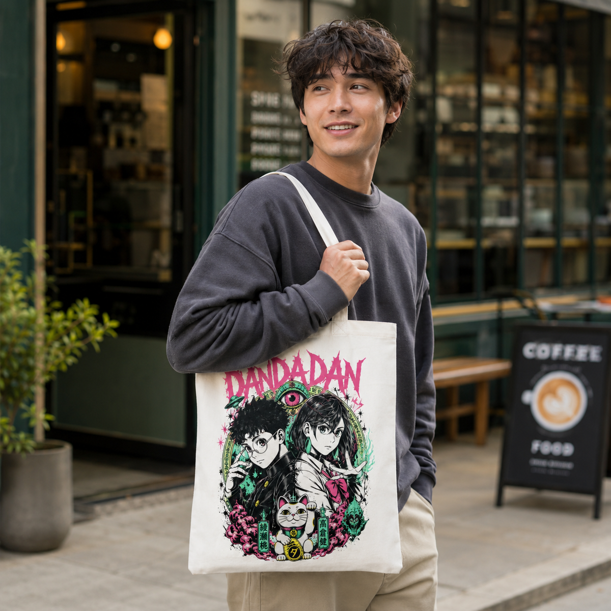 Momo Ayase & Ken Takakura Dandadan Anime Canvas Tote Bag - Occult Duo