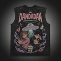Momo Ayase & Ken Takakura Dandadan Anime Tank Top - Paranormal Duo Acid Wash Vest