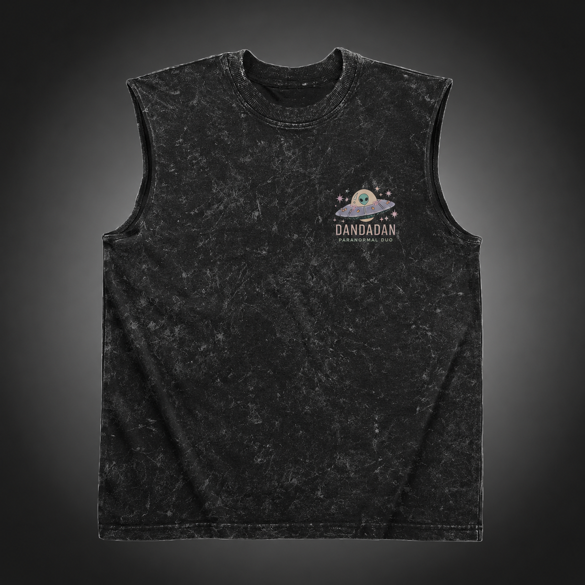 Momo Ayase & Ken Takakura Dandadan Anime Tank Top - Paranormal Duo Acid Wash Vest