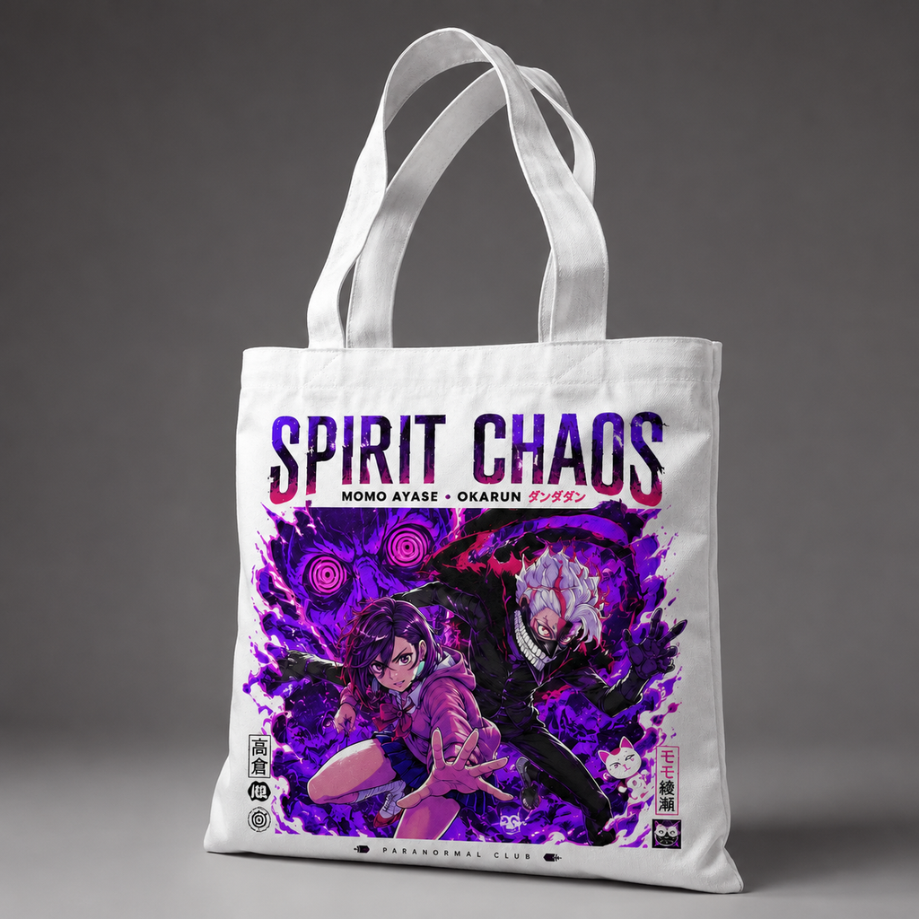 Momo Ayase & Ken Takakura Dandadan Anime Canvas Tote Bag - Spirit Chaos