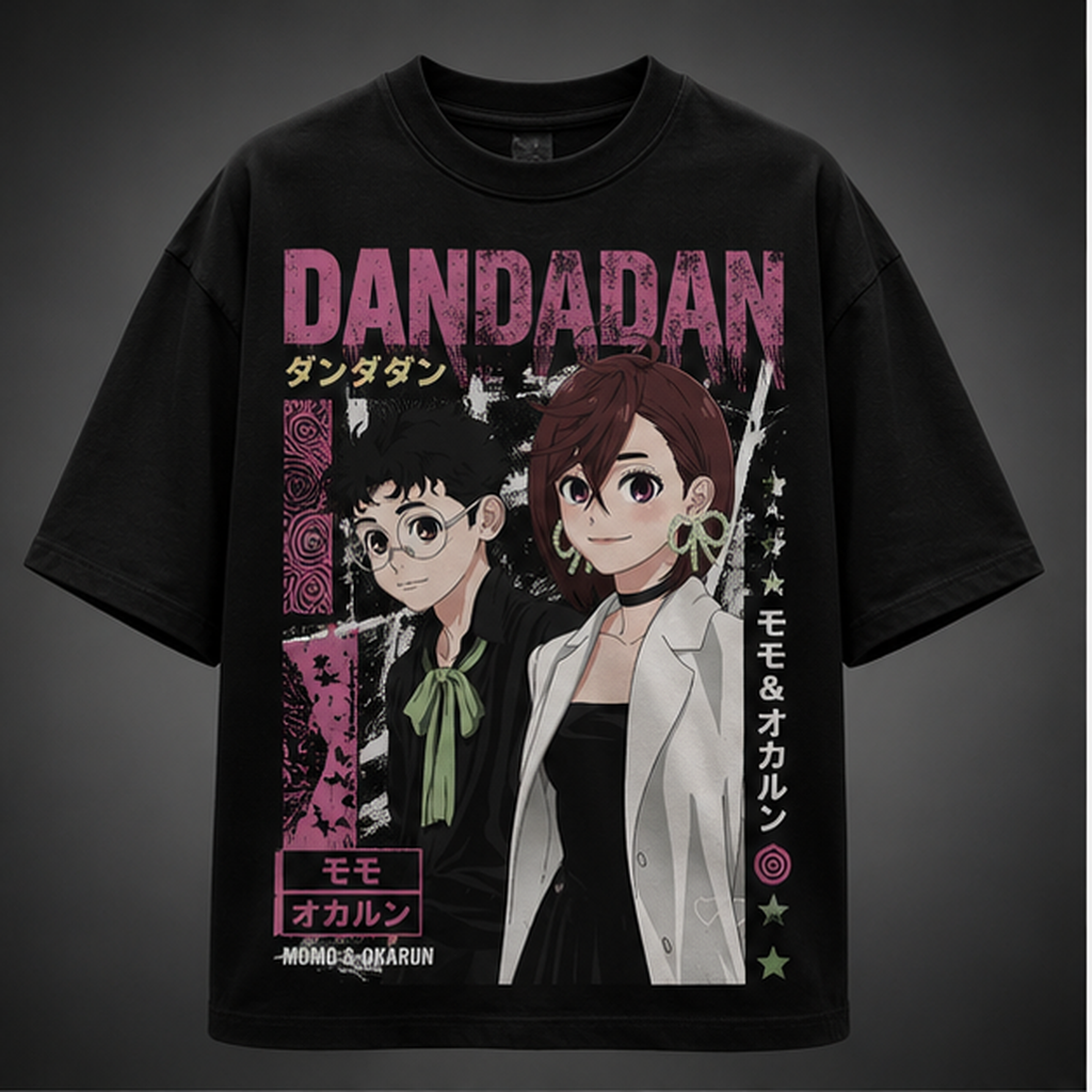 Momo Ayase & Okarun Dandadan Anime Graphic Tee - Momo Okarun Panels