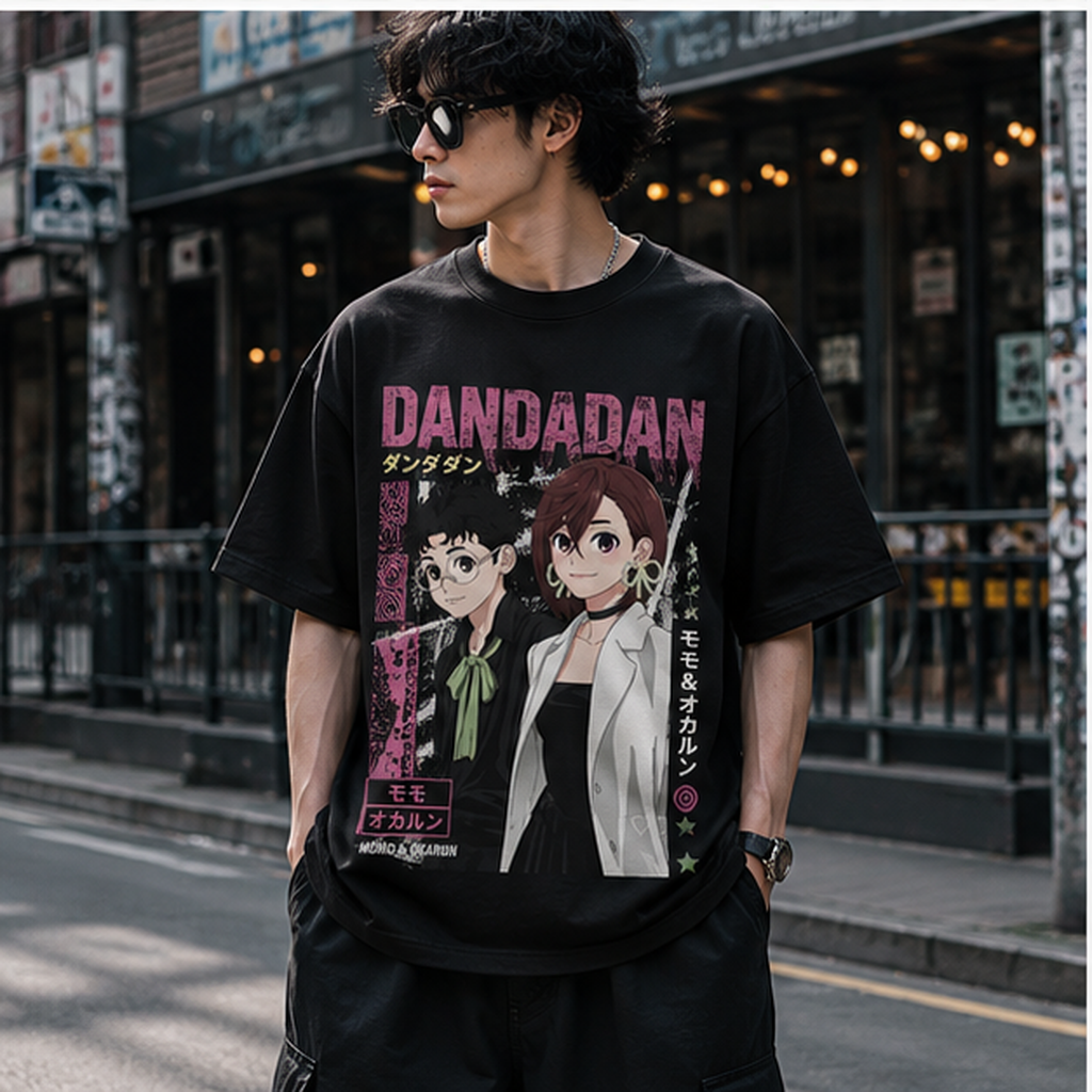 Momo Ayase & Okarun Dandadan Anime Graphic Tee - Momo Okarun Panels