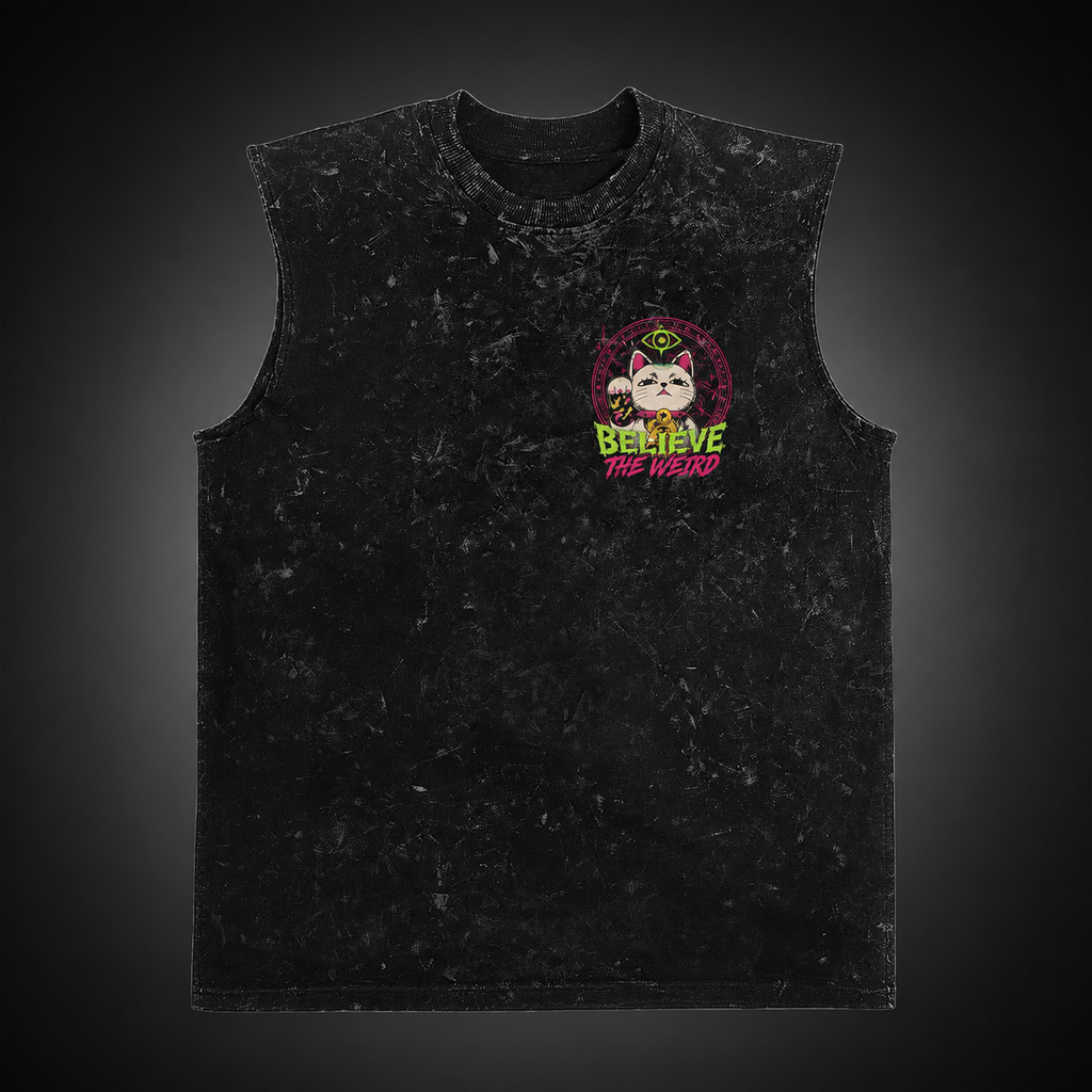 Momo Ayase & Turbo Granny Dandadan Anime Tank Top - Believe The Weird Acid Wash Vest