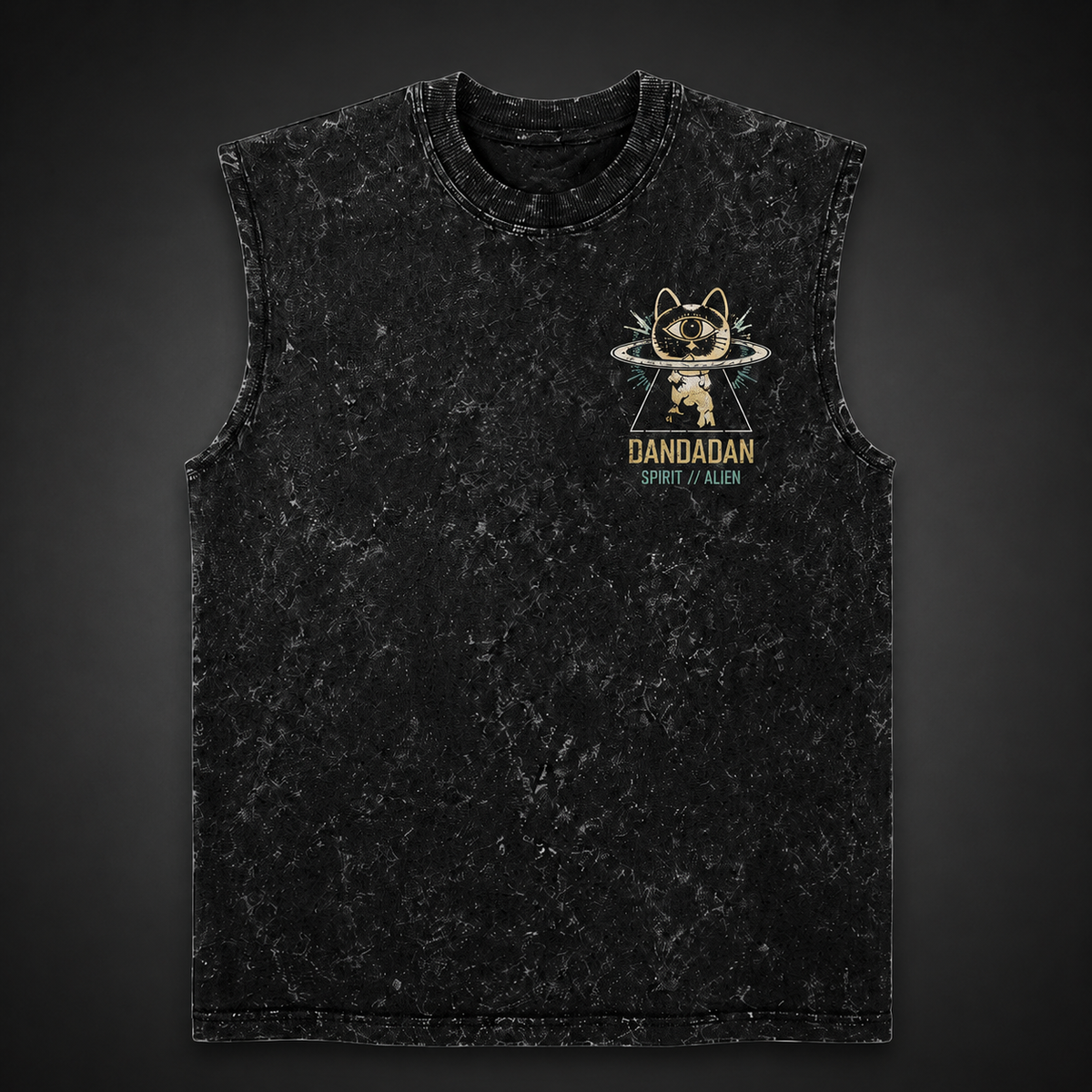 Momo Ayase & Turbo Granny Dandadan Anime Tank Top - Occult Rush Acid Wash Vest