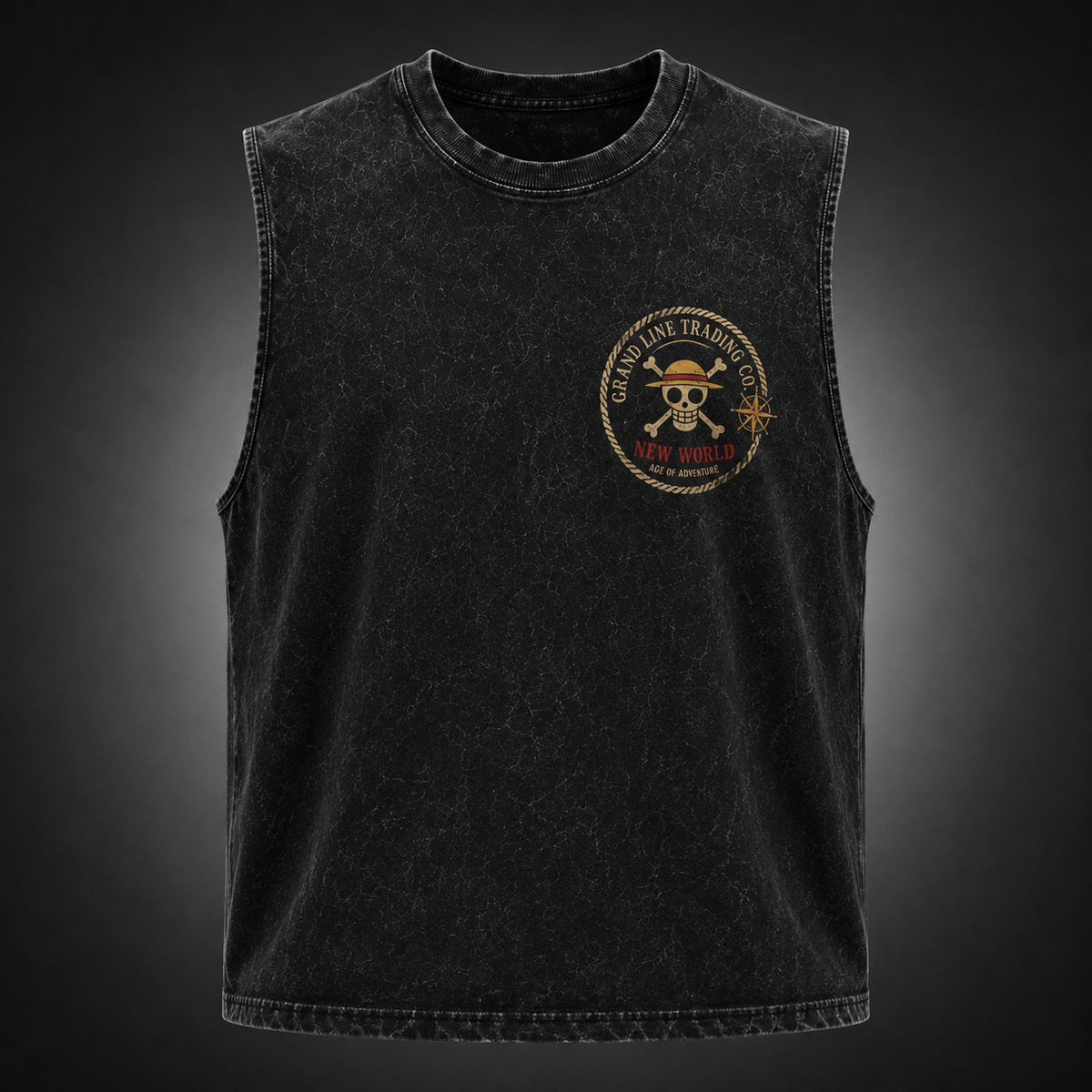 Monkey D. Luffy One Piece Anime Tank Top - Age Of Adventure Acid Wash Vest