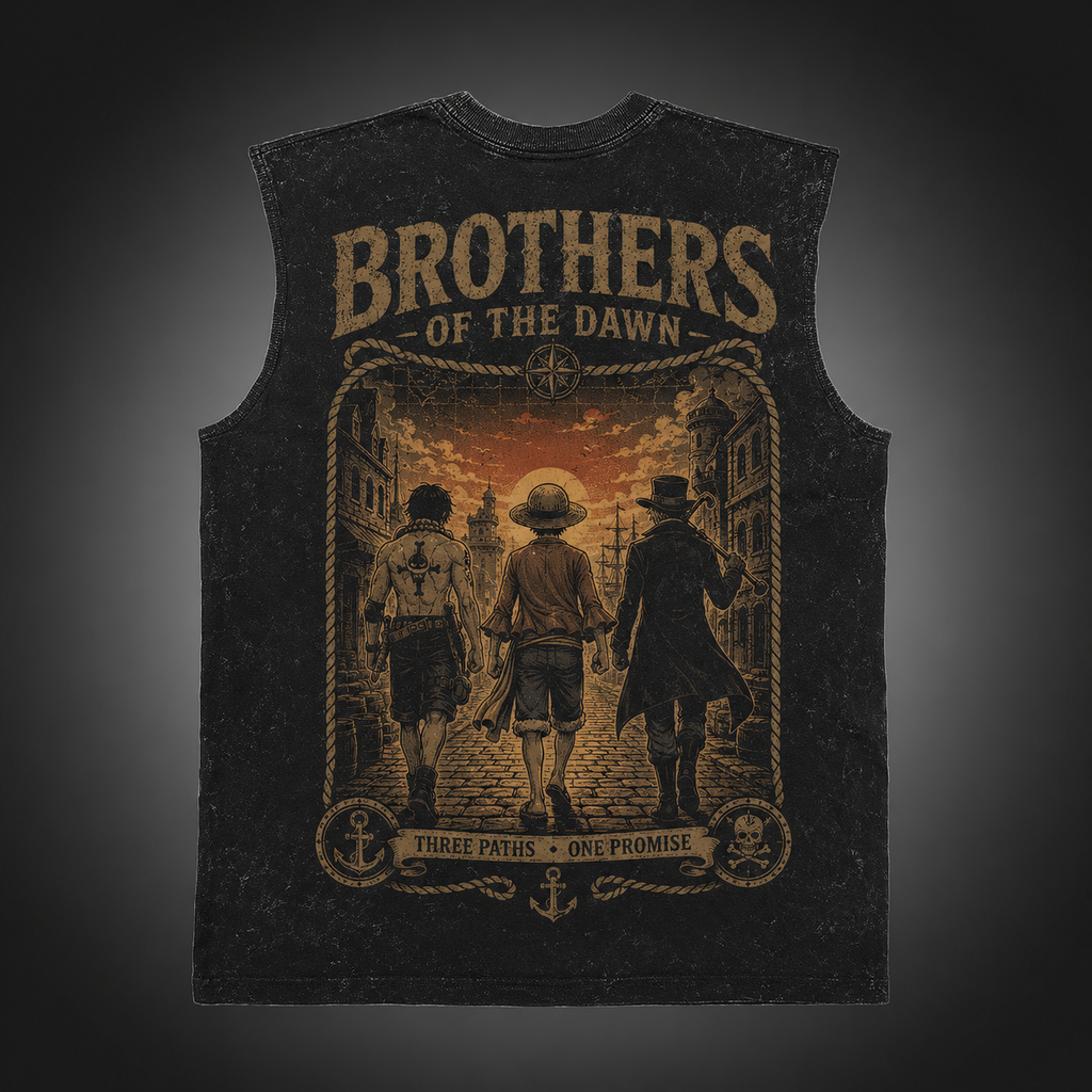 Monkey D. Luffy One Piece Anime Tank Top - Brothers Of Dawn Acid Wash Vest