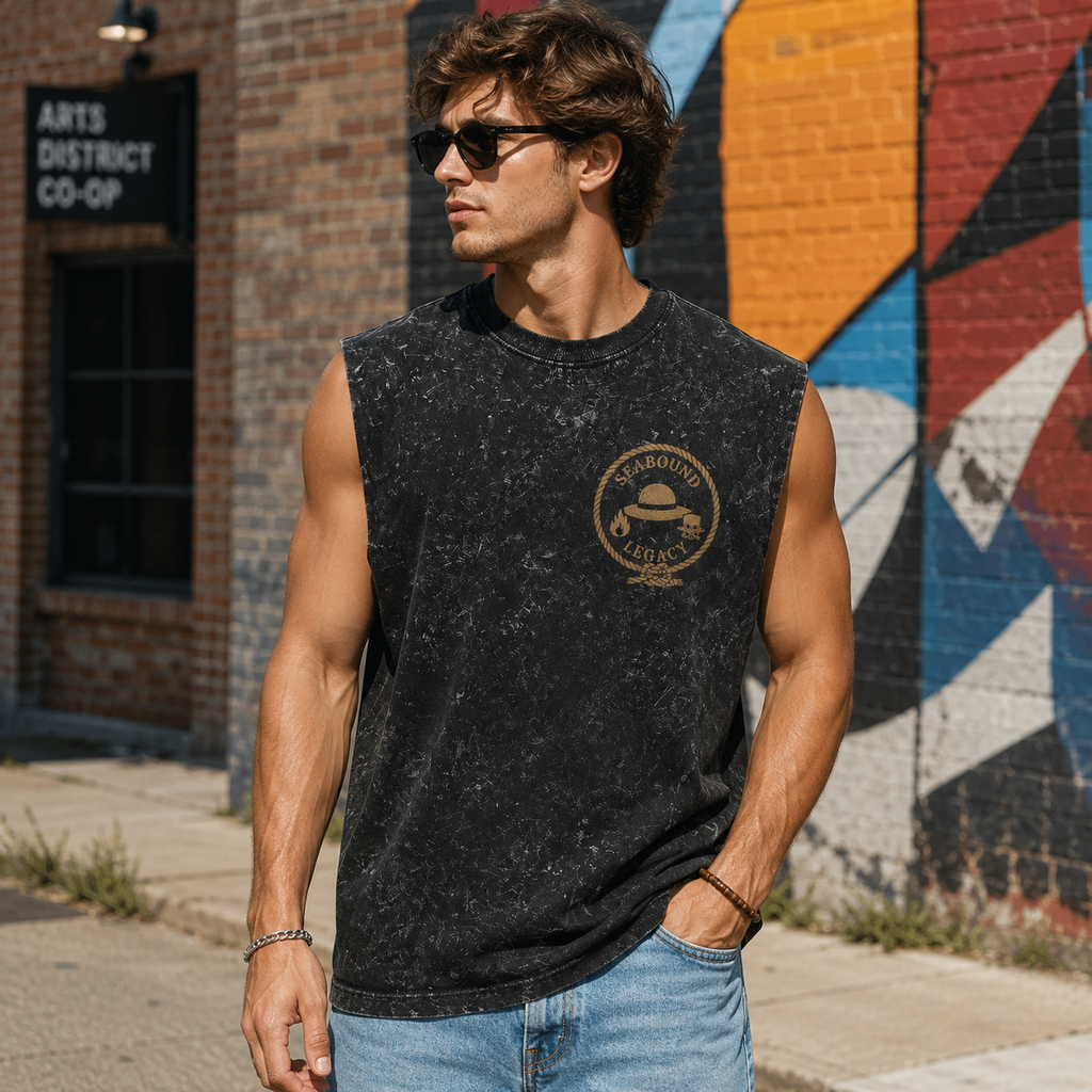 Monkey D. Luffy One Piece Anime Tank Top - Brothers Of Dawn Acid Wash Vest