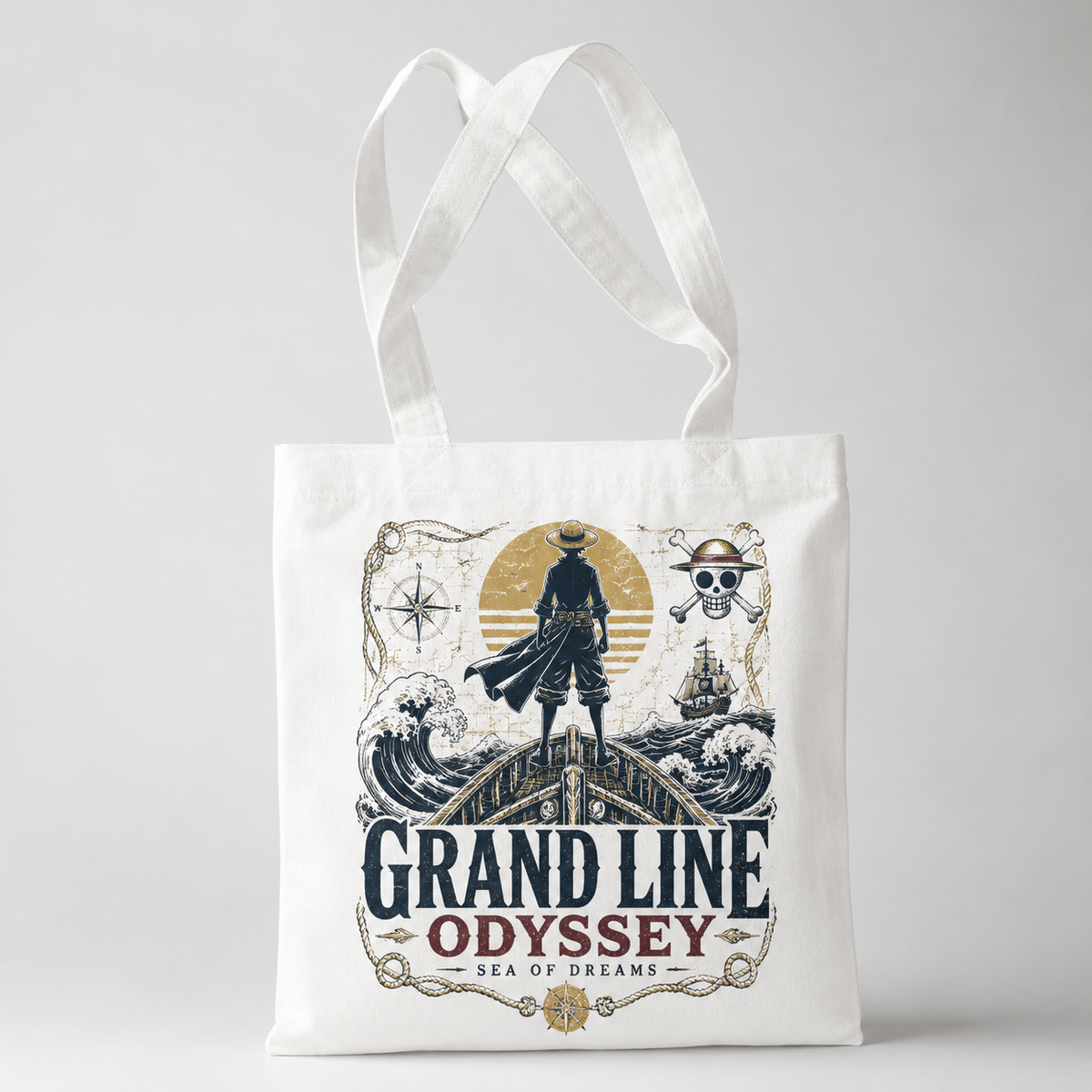 Monkey D. Luffy One Piece Anime Canvas Tote Bag - Grand Line Odyssey