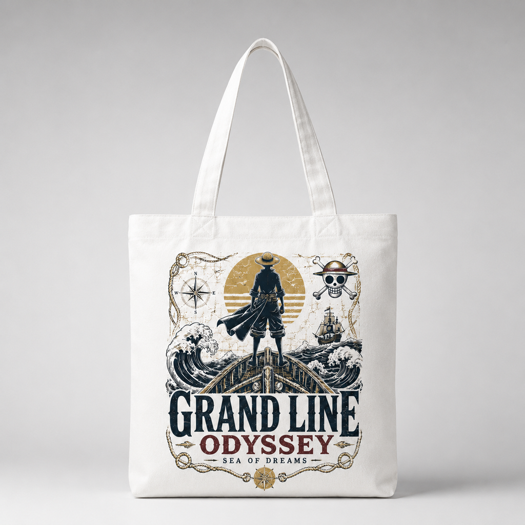 Monkey D. Luffy One Piece Anime Canvas Tote Bag - Grand Line Odyssey