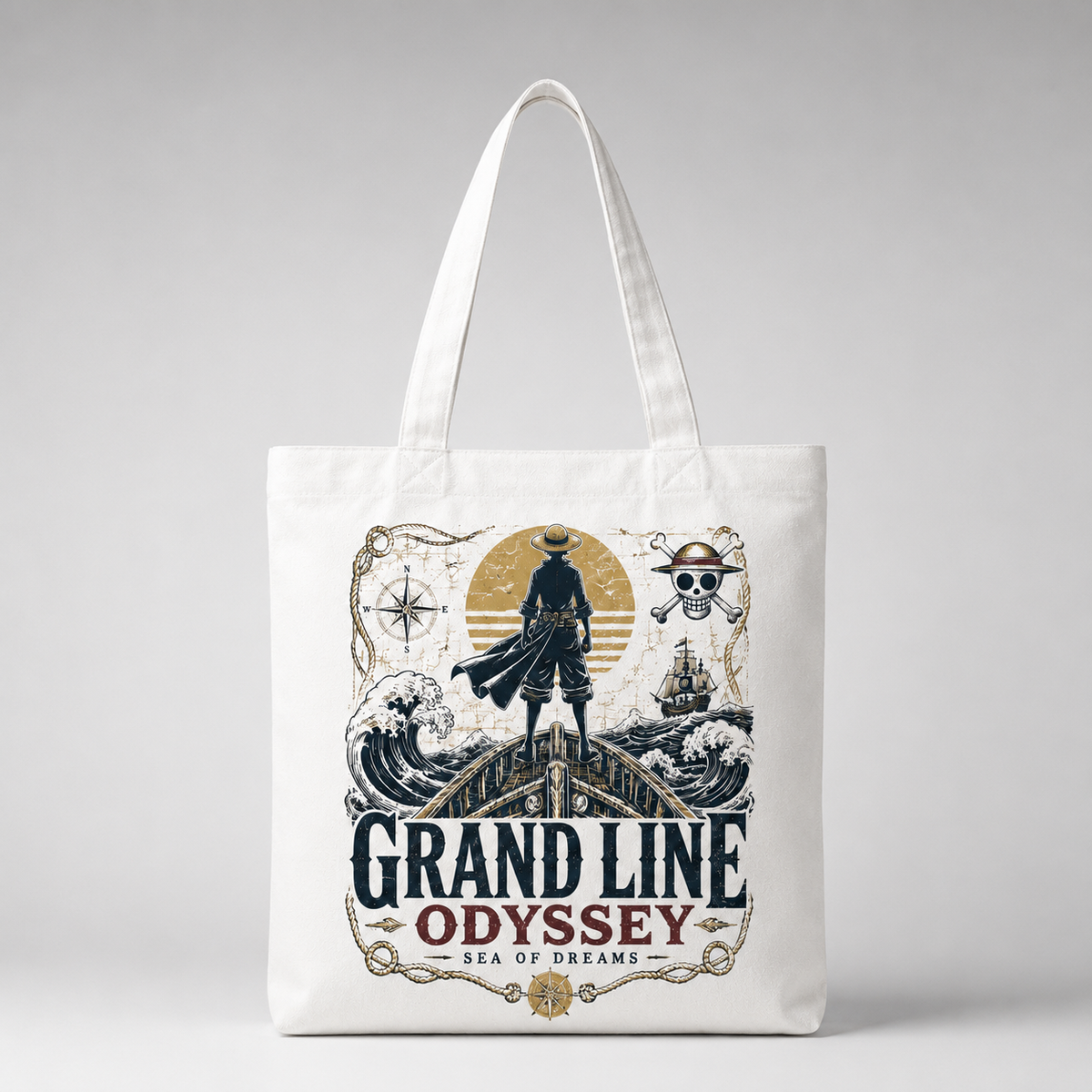 Monkey D. Luffy One Piece Anime Canvas Tote Bag - Grand Line Odyssey