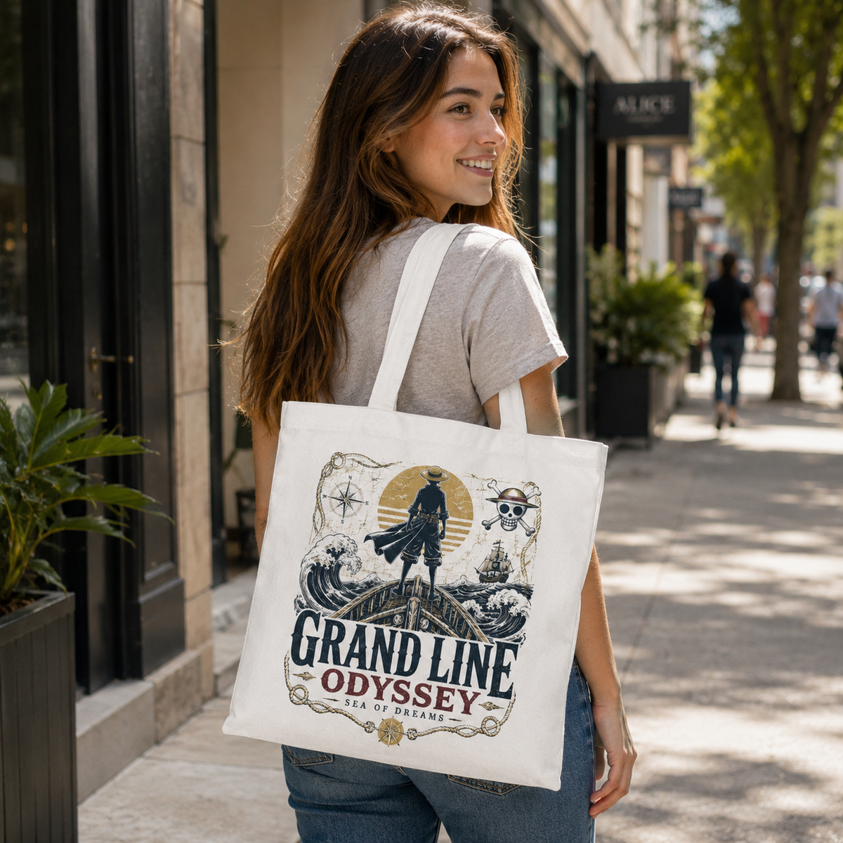 Monkey D. Luffy One Piece Anime Canvas Tote Bag - Grand Line Odyssey