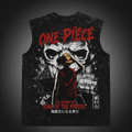 Monkey D. Luffy One Piece Anime Tank Top - King Of Pirates Acid Wash Vest