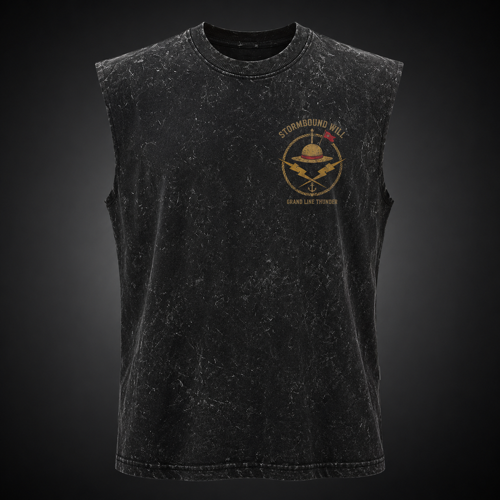 Monkey D. Luffy One Piece Anime Tank Top - Ride The Storm Acid Wash Vest