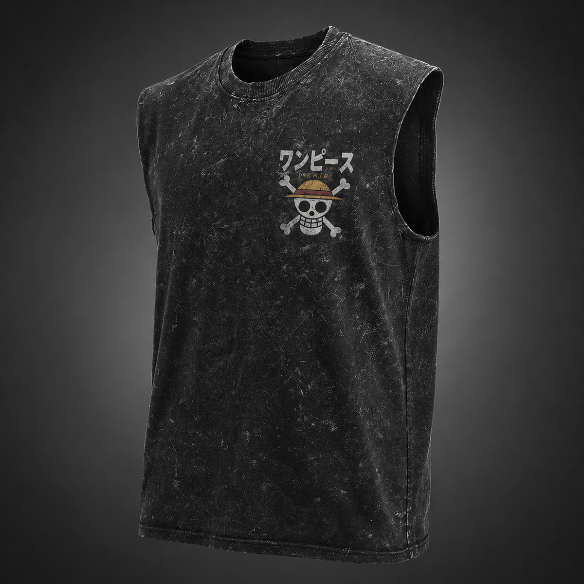 Monkey D. Luffy One Piece Anime Tank Top - Straw Hat Pirates Acid Wash Vest