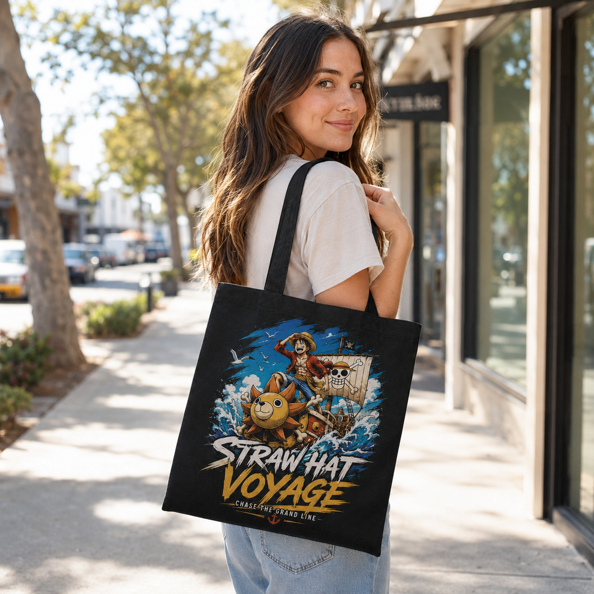 Monkey D. Luffy One Piece Anime Canvas Tote Bag - Straw Hat Voyage