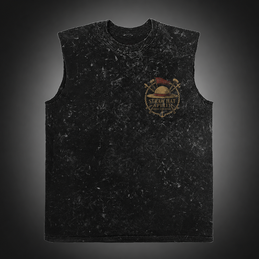 Monkey D. Luffy One Piece Anime Tank Top - Unbound Spirit Acid Wash Vest