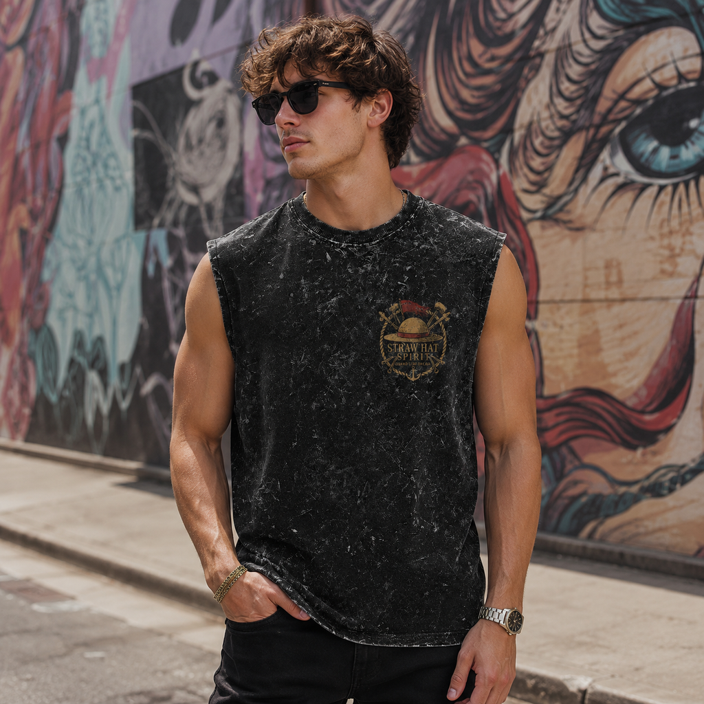 Monkey D. Luffy One Piece Anime Tank Top - Unbound Spirit Acid Wash Vest