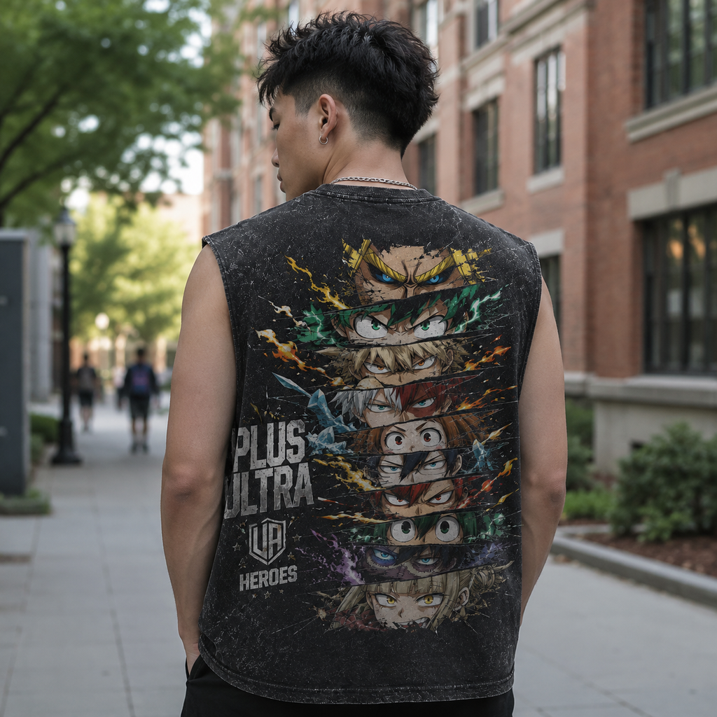 My Hero Academia Anime Tank Top - U.A. Heroes Eyes Acid Wash Vest