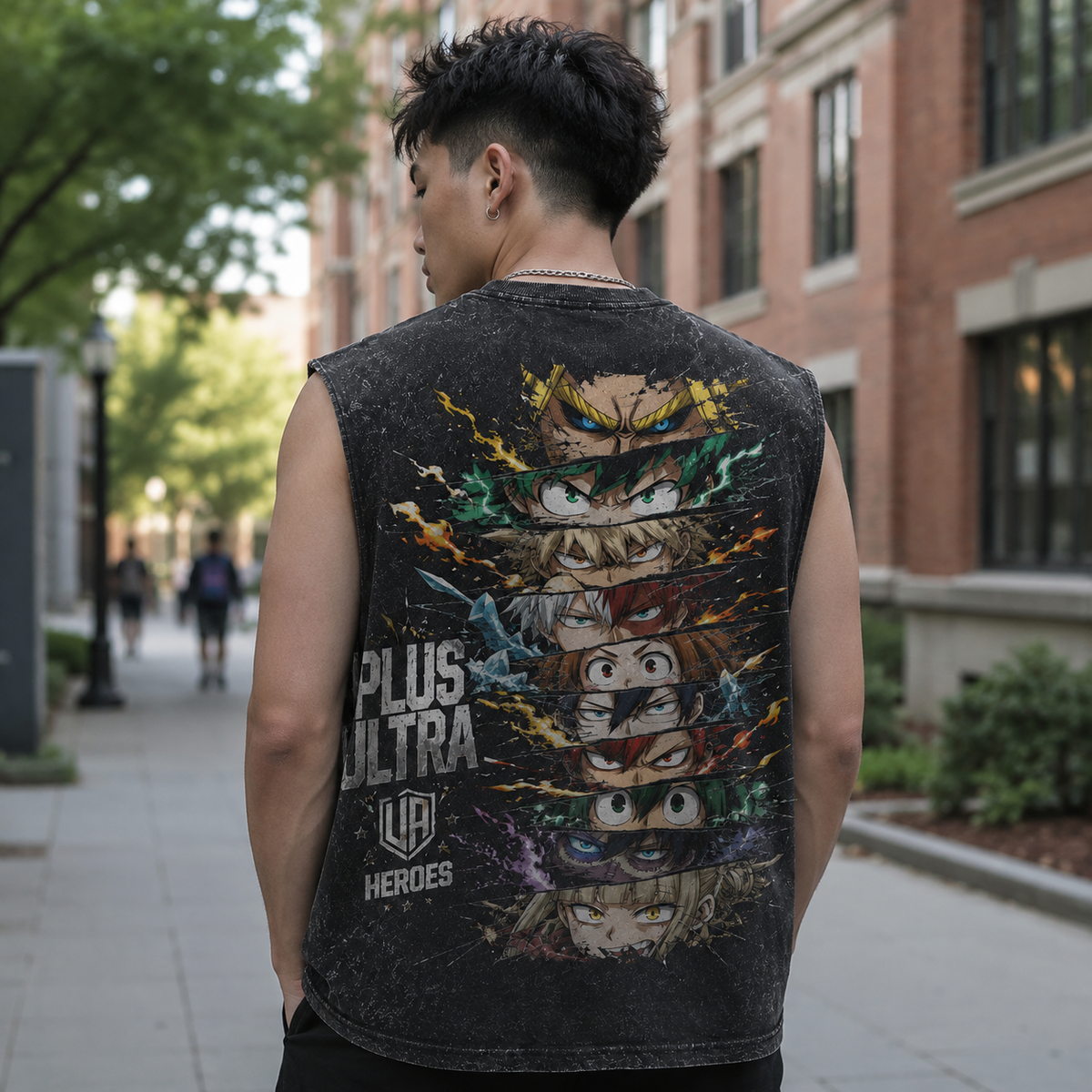 My Hero Academia Anime Tank Top - U.A. Heroes Eyes Acid Wash Vest