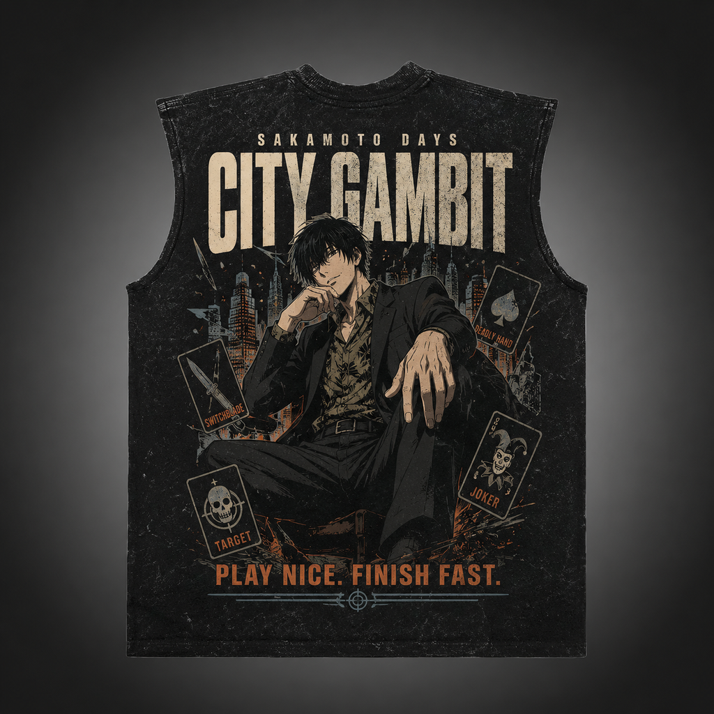 Nagumo Sakamoto Days Anime Tank Top - City Gambit Acid Wash Vest
