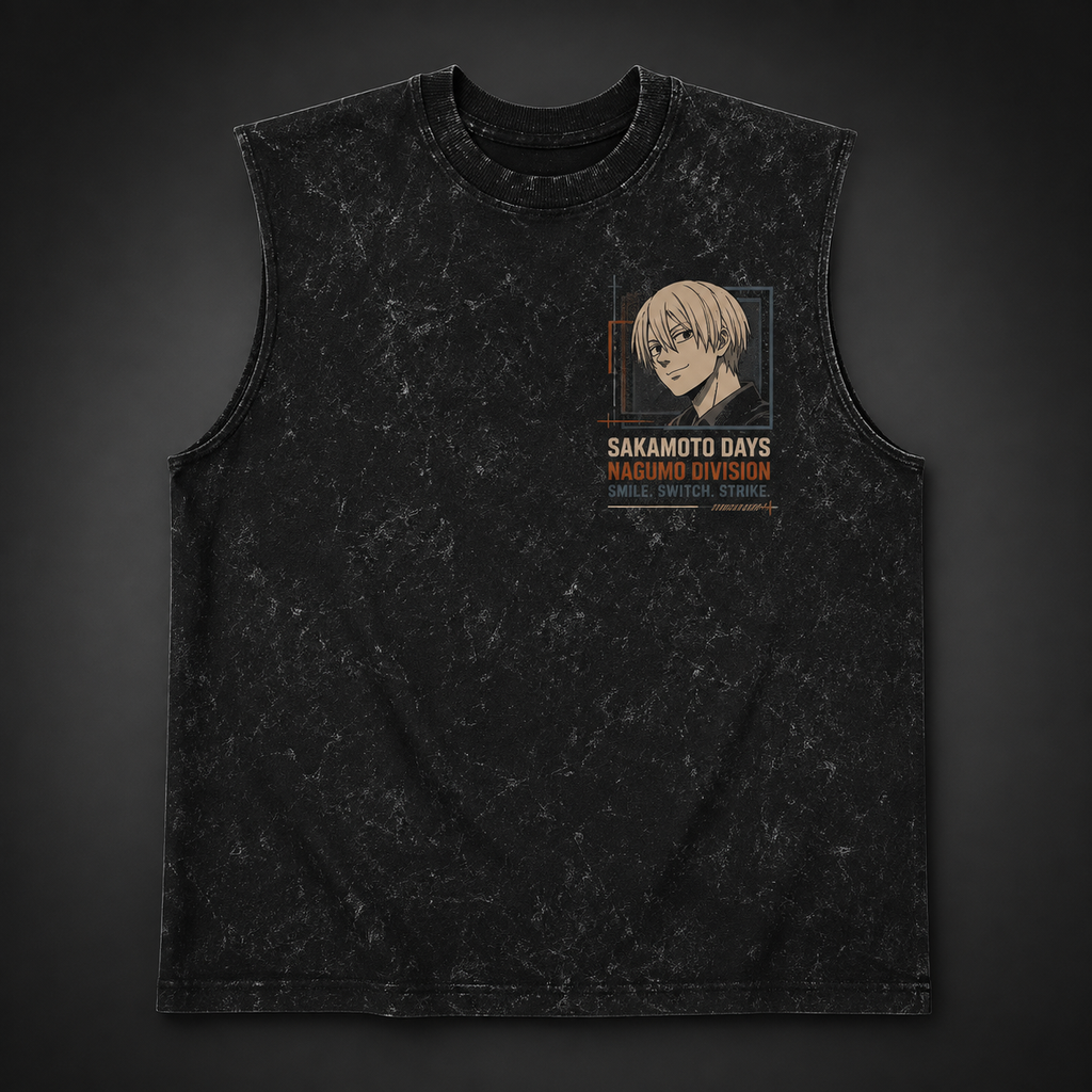 Nagumo Sakamoto Days Anime Tank Top - City Gambit Acid Wash Vest