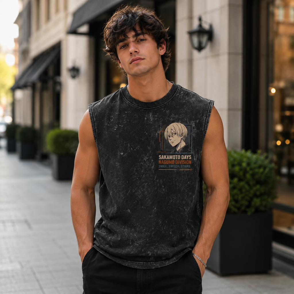 Nagumo Sakamoto Days Anime Tank Top - City Gambit Acid Wash Vest