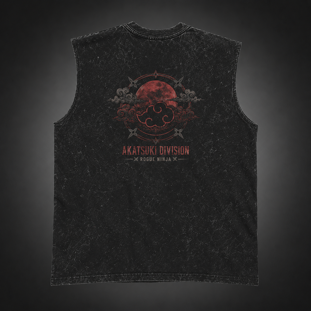 Naruto Anime Tank Top - Rogue Ninja Akatsuki Acid Wash Vest