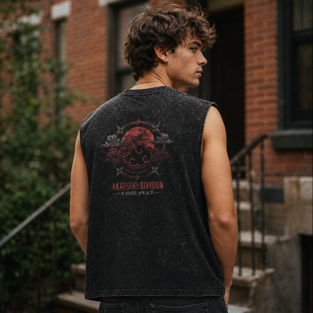 Naruto Anime Tank Top - Rogue Ninja Akatsuki Acid Wash Vest