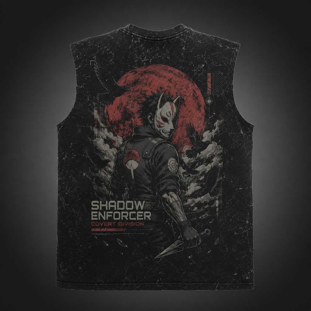 Naruto Anime Tank Top - Shadow Enforcer Acid Wash Vest