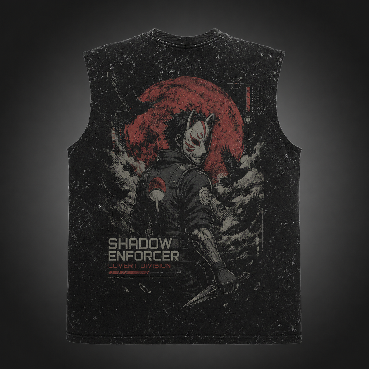 Naruto Anime Tank Top - Shadow Enforcer Acid Wash Vest