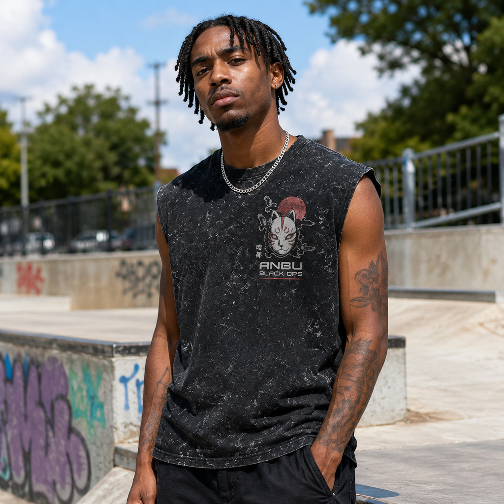 Naruto Anime Tank Top - Shadow Enforcer Acid Wash Vest