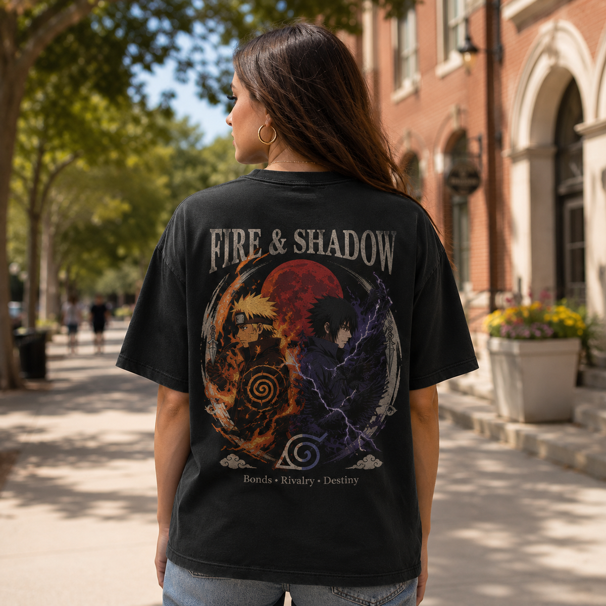 Naruto Uzumaki Naruto Anime Graphic Tee - Fire And Shadow