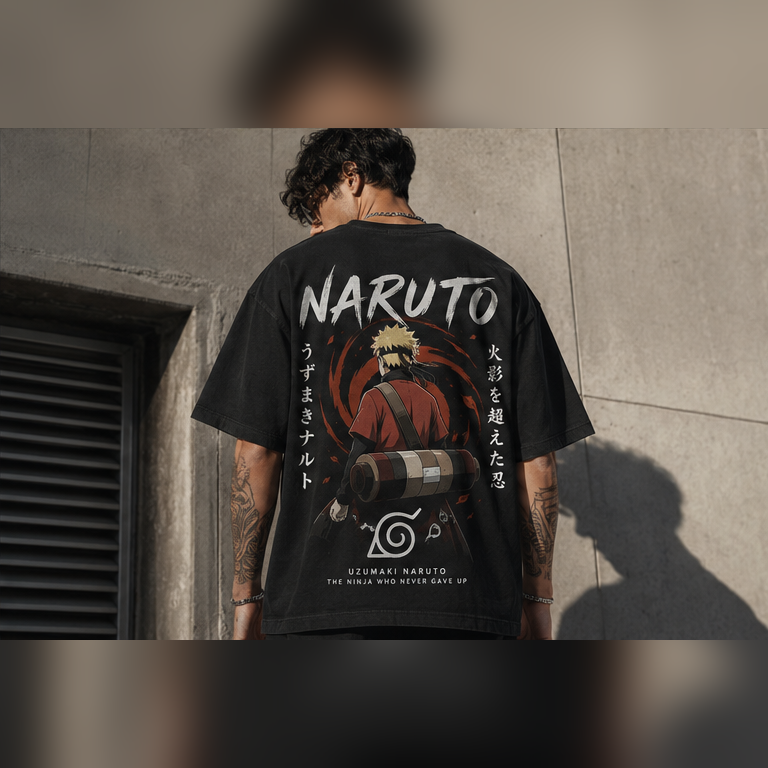 Naruto Uzumaki Naruto Anime Graphic Tee - Ninja Never Gave Up