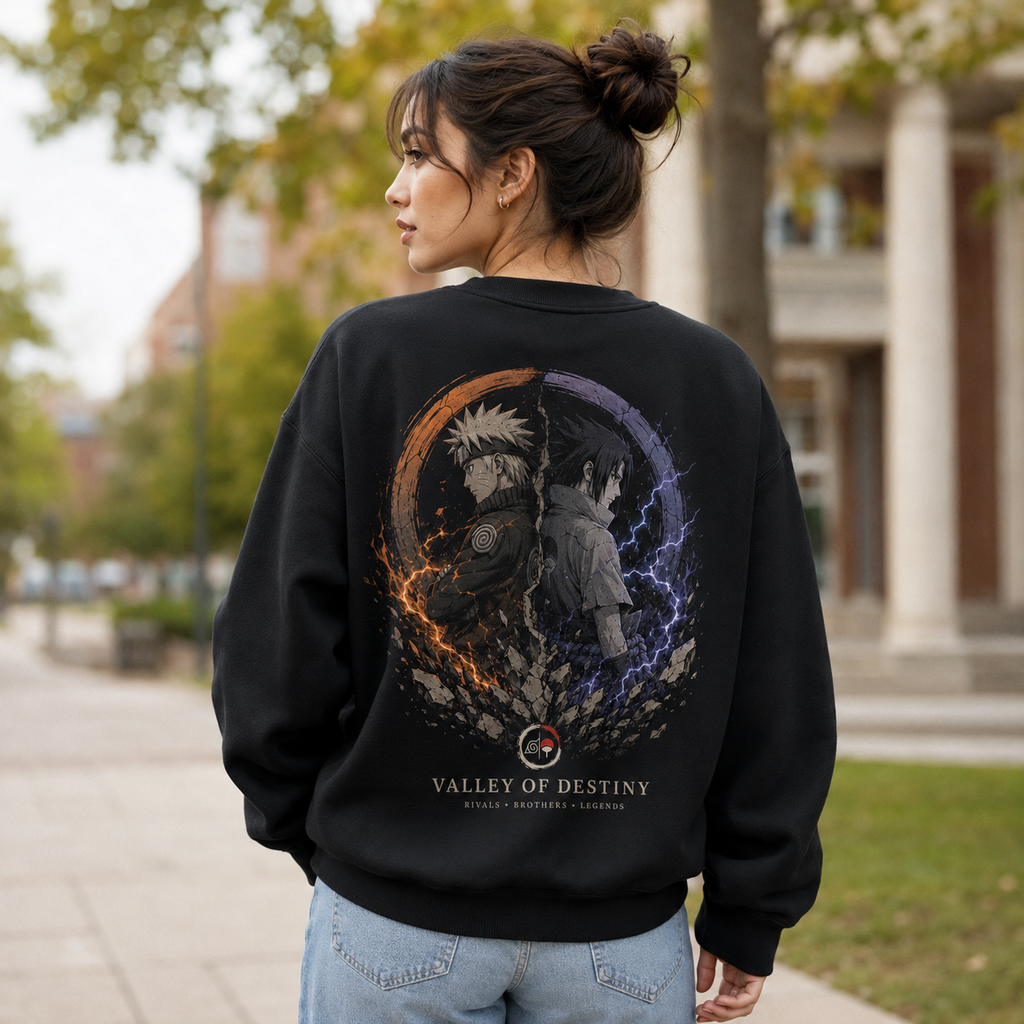 Naruto Uzumaki & Sasuke Uchiha Naruto Anime Sweatshirt - Valley Of Destiny - Style 07