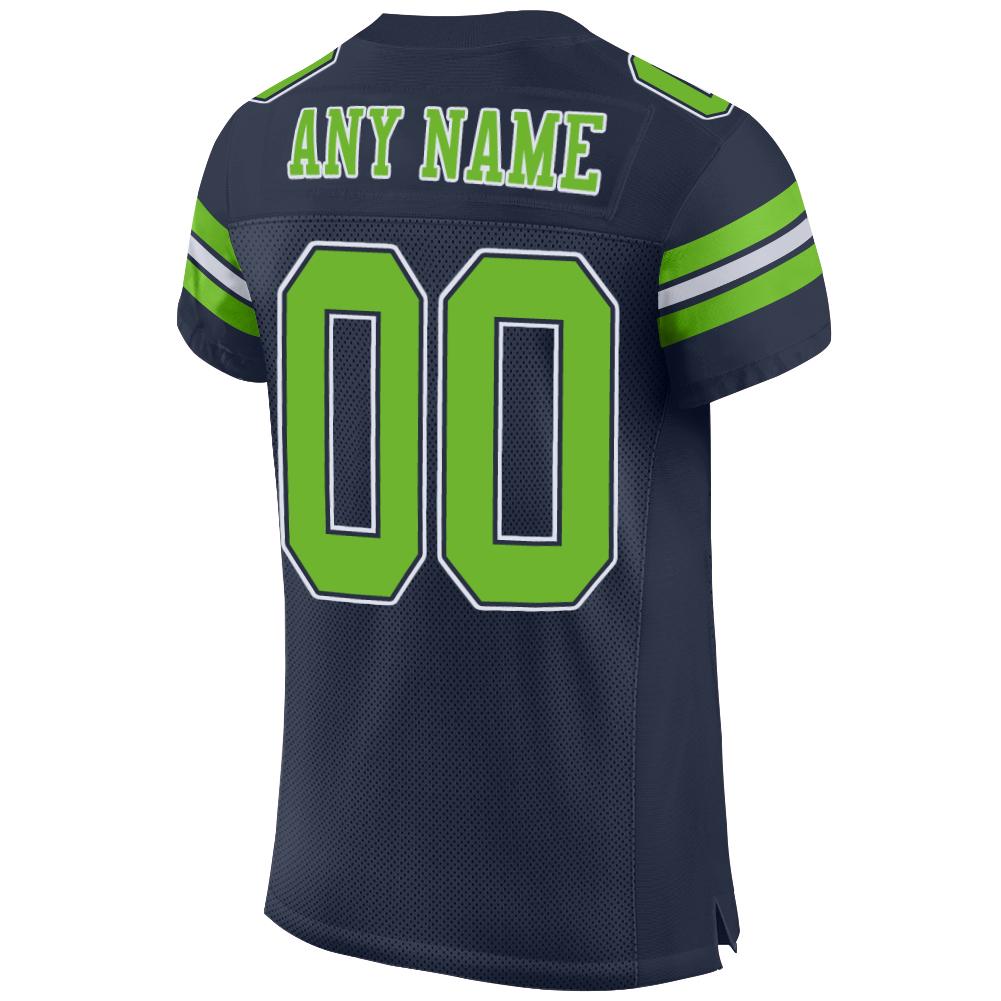 Custom Football Jersey - Navy Neon Green-White Mesh