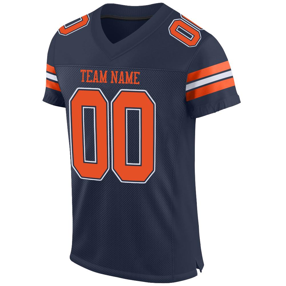 Custom Football Jersey - Navy Orange-White Mesh