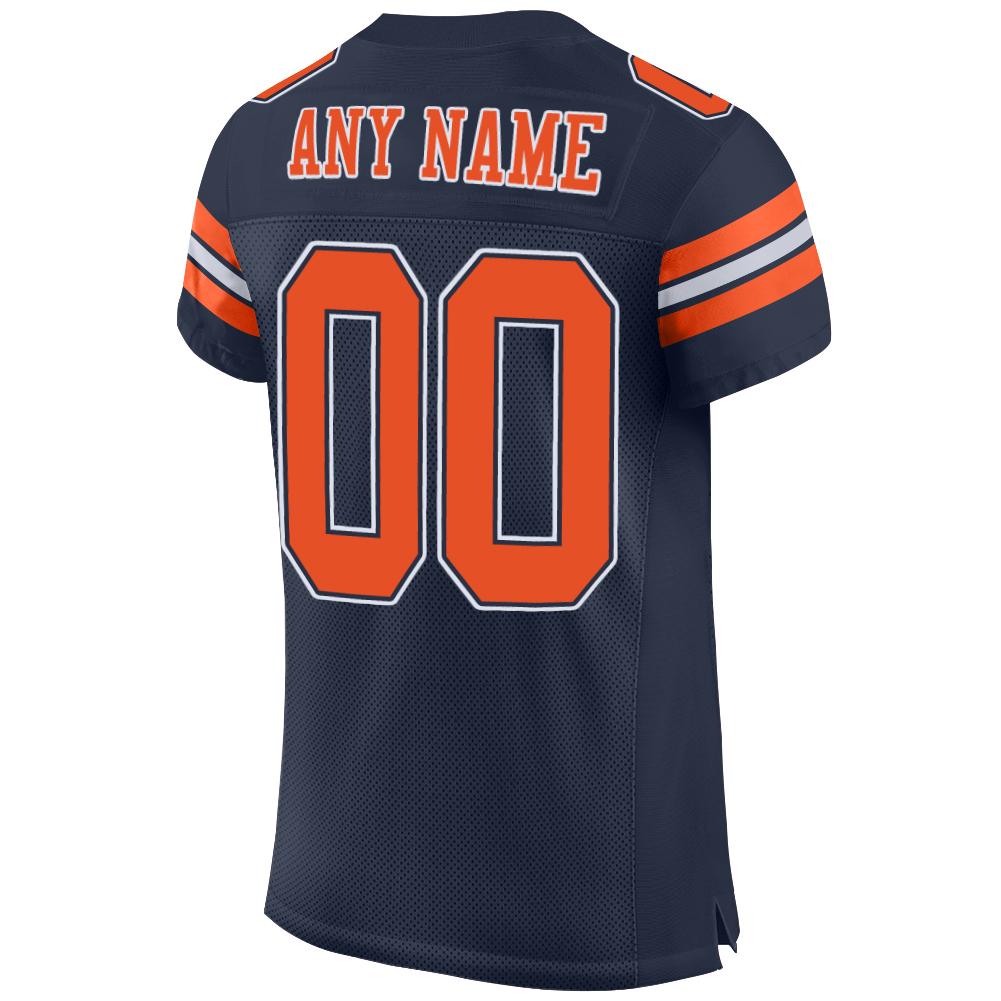 Custom Football Jersey - Navy Orange-White Mesh