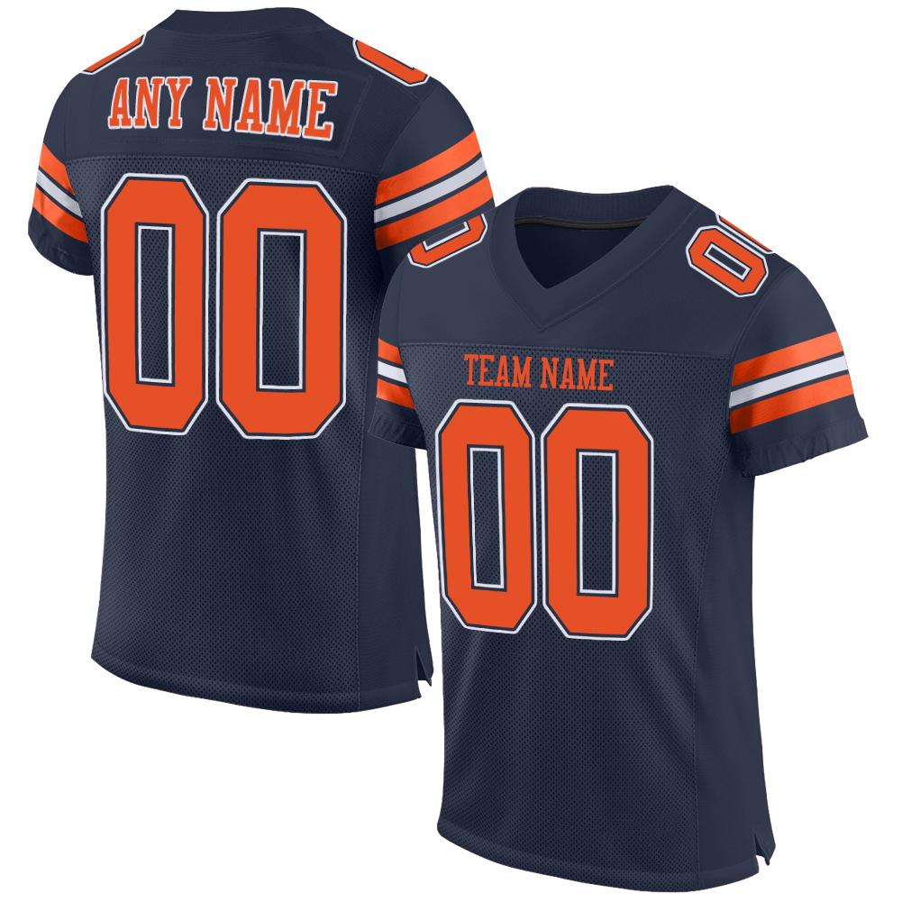 Custom Football Jersey - Navy Orange-White Mesh