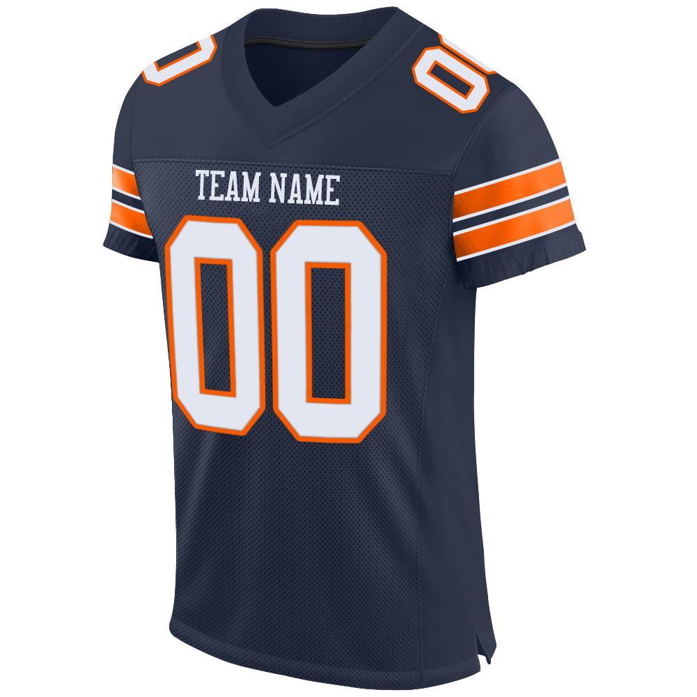 Custom Football Jersey - Navy White-Orange Mesh - Style Navy0014